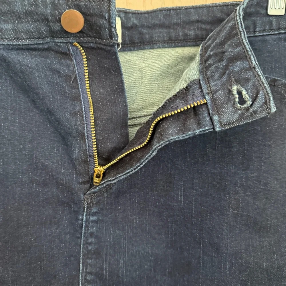 A New Day Dark Wash Denim Pencil Skirt Sz 16 Knee Length Blue Jean Preppy Casual